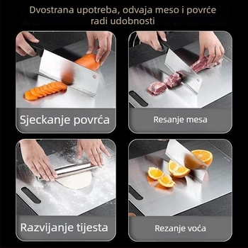Kuhinjska daska od nehrđajućeg čelika – dvostrana, prijenosna, antibakterijska, protiv plijesni, moderni minimalistički stil (Materijal: nehrđajući čelik; Funkcije: kućanstvo, prijenosno, antibakterijsko, protiv plijesni; Stil: moderni minimalistički)