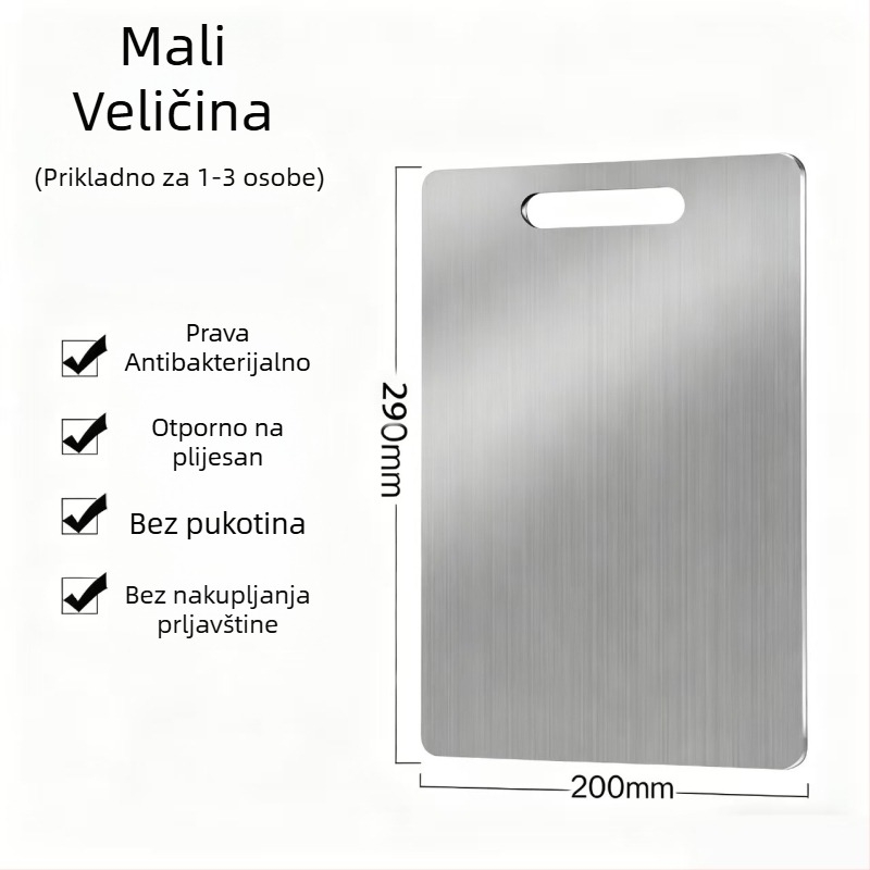 Kuhinjska daska od nehrđajućeg čelika – dvostrana, prijenosna, antibakterijska, protiv plijesni, moderni minimalistički stil (Materijal: nehrđajući čelik; Funkcije: kućanstvo, prijenosno, antibakterijsko, protiv plijesni; Stil: moderni minimalistički)