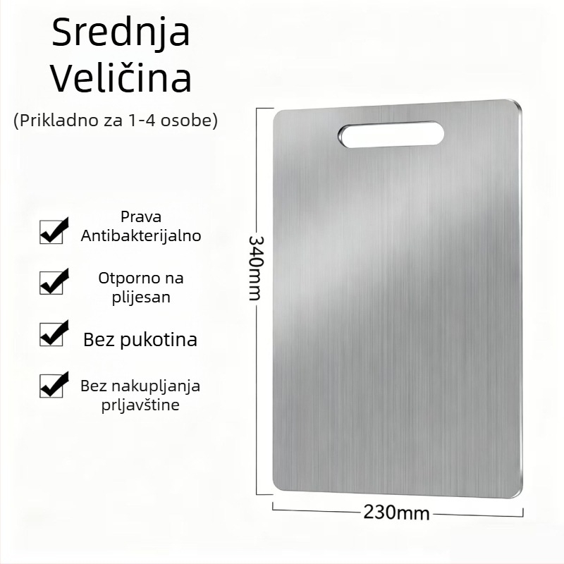 Kuhinjska daska od nehrđajućeg čelika – dvostrana, prijenosna, antibakterijska, protiv plijesni, moderni minimalistički stil (Materijal: nehrđajući čelik; Funkcije: kućanstvo, prijenosno, antibakterijsko, protiv plijesni; Stil: moderni minimalistički)