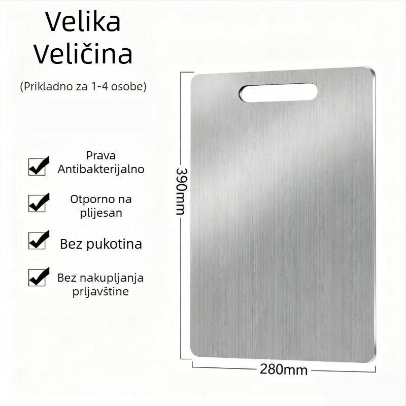 Kuhinjska daska od nehrđajućeg čelika – dvostrana, prijenosna, antibakterijska, protiv plijesni, moderni minimalistički stil (Materijal: nehrđajući čelik; Funkcije: kućanstvo, prijenosno, antibakterijsko, protiv plijesni; Stil: moderni minimalistički)