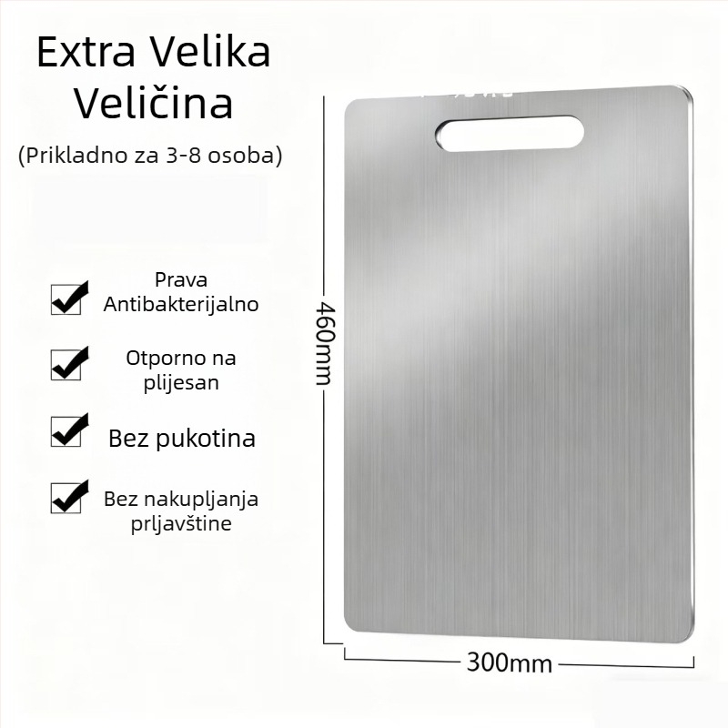 Kuhinjska daska od nehrđajućeg čelika – dvostrana, prijenosna, antibakterijska, protiv plijesni, moderni minimalistički stil (Materijal: nehrđajući čelik; Funkcije: kućanstvo, prijenosno, antibakterijsko, protiv plijesni; Stil: moderni minimalistički)