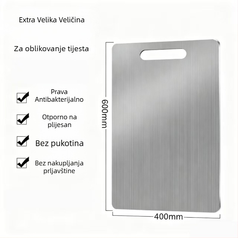 Kuhinjska daska od nehrđajućeg čelika – dvostrana, prijenosna, antibakterijska, protiv plijesni, moderni minimalistički stil (Materijal: nehrđajući čelik; Funkcije: kućanstvo, prijenosno, antibakterijsko, protiv plijesni; Stil: moderni minimalistički)
