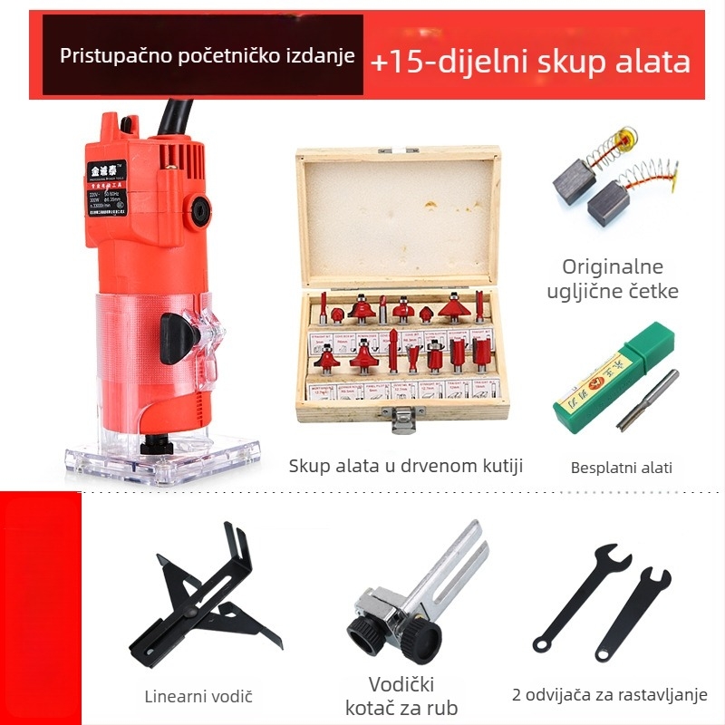 Mašina za obrezivanje i kanalsko bušenje aluminij-plastičnih ploča, Bakelitni frezer, industrijski električni alat za obradu drveta, Jin Chengtai, 220V, jednofazni AC/DC >250V