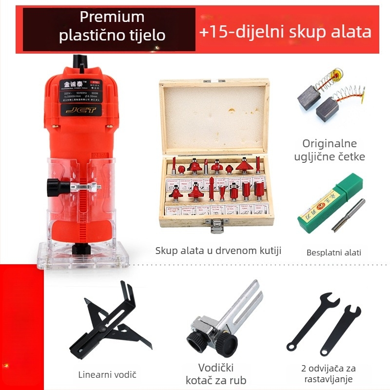Mašina za obrezivanje i kanalsko bušenje aluminij-plastičnih ploča, Bakelitni frezer, industrijski električni alat za obradu drveta, Jin Chengtai, 220V, jednofazni AC/DC >250V
