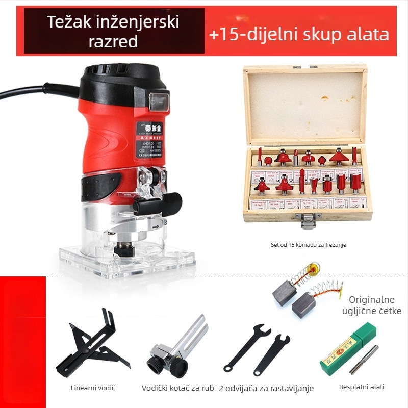 Mašina za obrezivanje i kanalsko bušenje aluminij-plastičnih ploča, Bakelitni frezer, industrijski električni alat za obradu drveta, Jin Chengtai, 220V, jednofazni AC/DC >250V