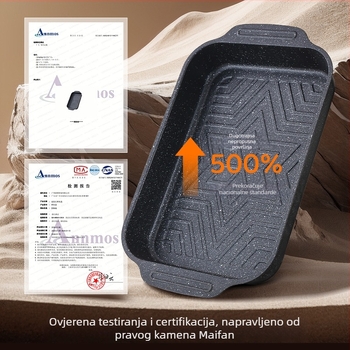 Tava za roštiljanje ribe, kvadratna od željeza, elektroforetska završna obrada, sklopiva, premium kvaliteta