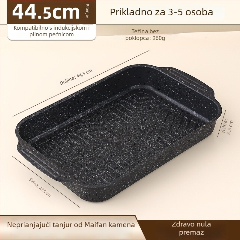 Tava za roštiljanje ribe, kvadratna od željeza, elektroforetska završna obrada, sklopiva, premium kvaliteta