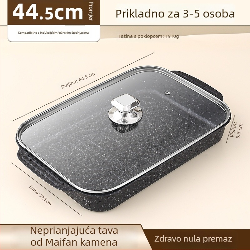 Tava za roštiljanje ribe, kvadratna od željeza, elektroforetska završna obrada, sklopiva, premium kvaliteta