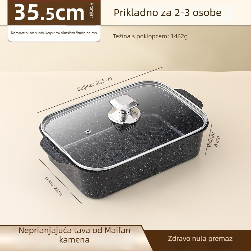 Tava za roštiljanje ribe, kvadratna od željeza, elektroforetska završna obrada, sklopiva, premium kvaliteta