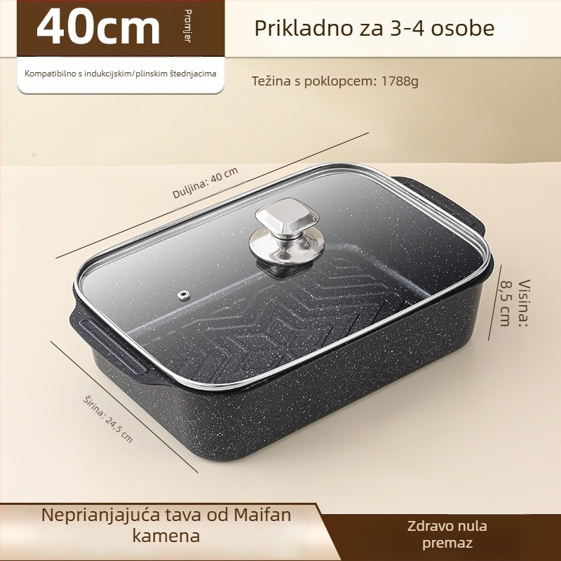 Tava za roštiljanje ribe, kvadratna od željeza, elektroforetska završna obrada, sklopiva, premium kvaliteta