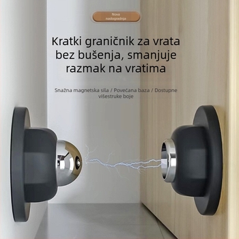 Magnetski stopper za vrata, zidni, od gume i hladno-valjanog čelika, automatsko djelovanje, jednostavan moderni dizajn