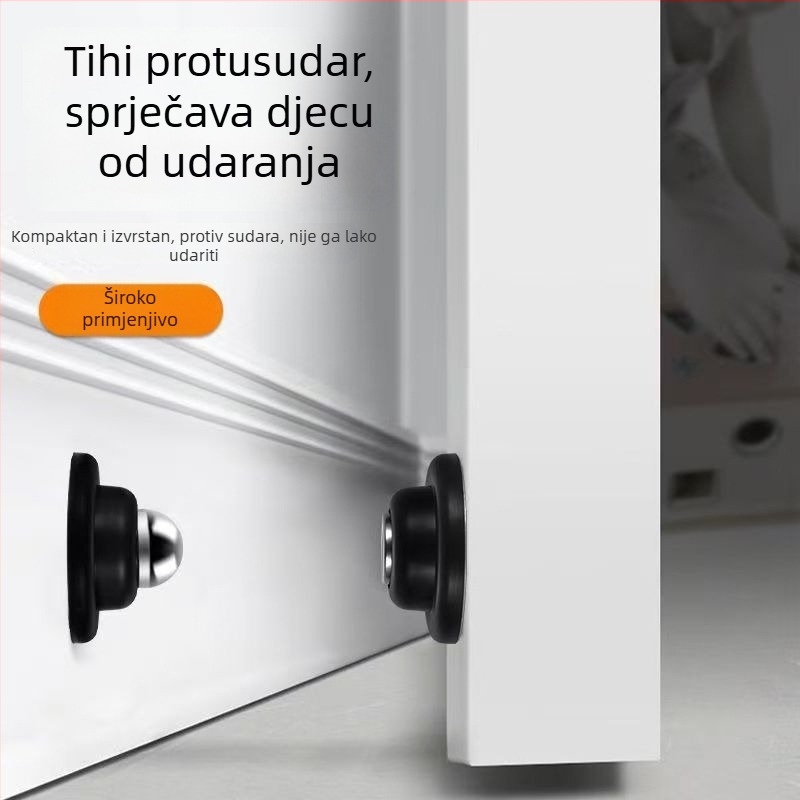 Magnetski stopper za vrata, zidni, od gume i hladno-valjanog čelika, automatsko djelovanje, jednostavan moderni dizajn