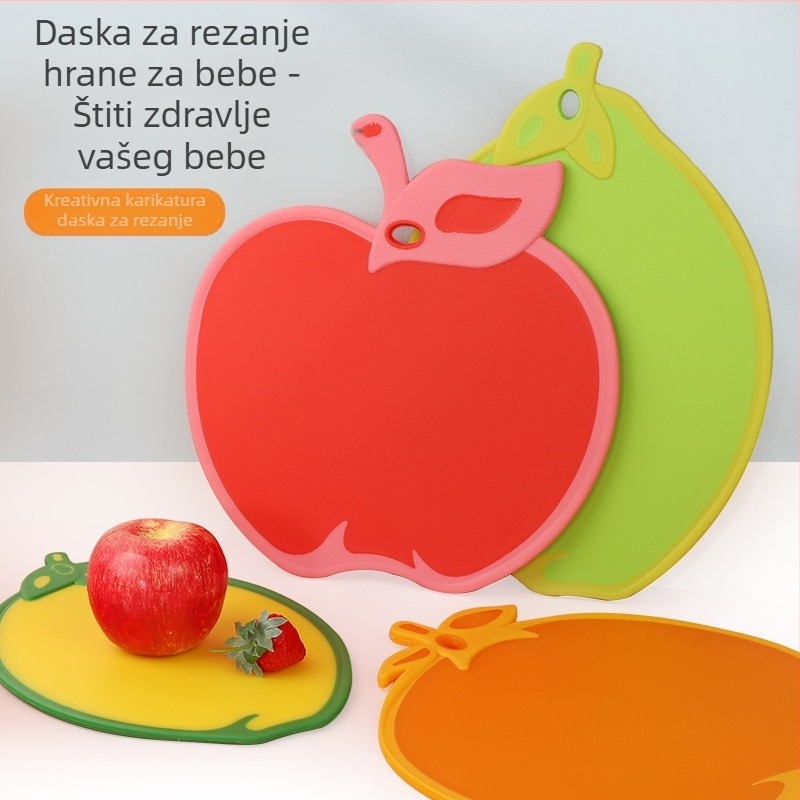 Dječja mini daska za rezanje, cartoon stil, prijenosna, protuklizna, dvostrana, od pšenične slame
