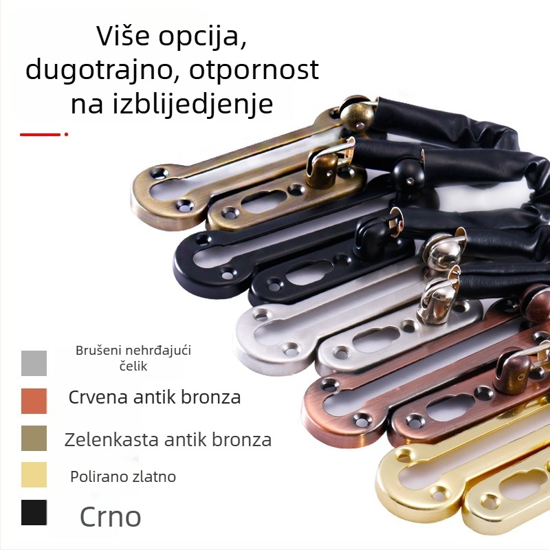 Veriga za vrata protiv krađe, nehrđajući čelik i legura cinka, model A0077, polirani završetak, prilagodljiva obrada, Wanjinhui