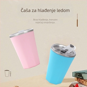 Šalica s dvostrukim slojem hlađenja; unutarnja silikon, vanjski 304 nehrđajući čelik; hladno očuvanje; težina 250 g