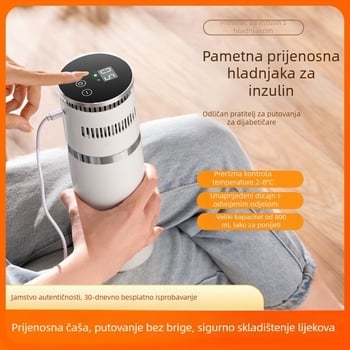 Prijenosni hladnjak za inzulin, mali hladnjak za lijekove s termoelektričnim modulom, napajanje 5V, 10W, raspon 0-20°C, kapacitet do 5 L, masa 663 g