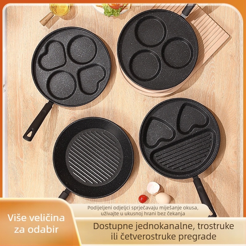 Ljevani čelični tiganj s tri u jednu funkciju, korejskog stila, neprijanjajući, model 001