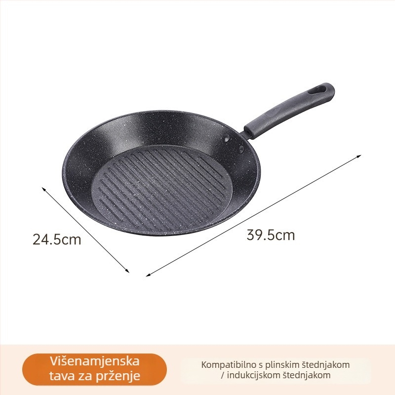 Ljevani čelični tiganj s tri u jednu funkciju, korejskog stila, neprijanjajući, model 001