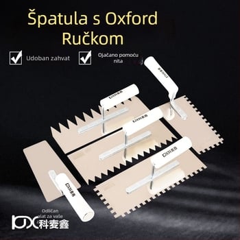 Špatula za žbukanje od nehrđajućeg čelika, zupčasti rub, ravni nož tip, Kemaixin