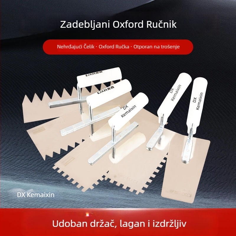Špatula za žbukanje od nehrđajućeg čelika, zupčasti rub, ravni nož tip, Kemaixin