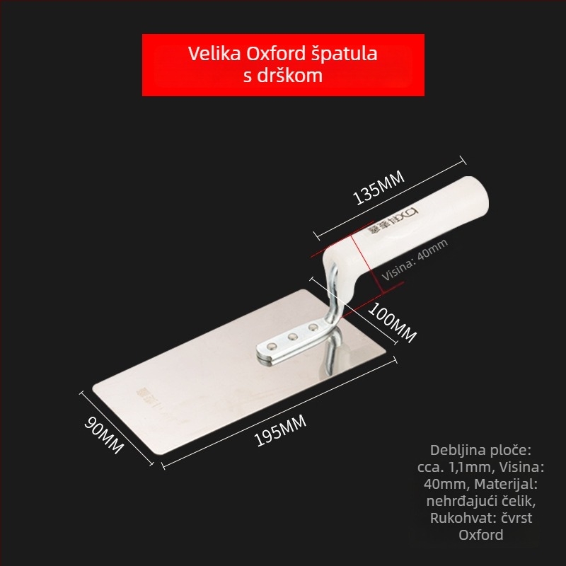 Špatula za žbukanje od nehrđajućeg čelika, zupčasti rub, ravni nož tip, Kemaixin