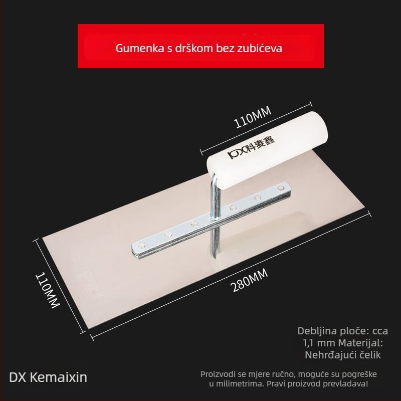 Špatula za žbukanje od nehrđajućeg čelika, zupčasti rub, ravni nož tip, Kemaixin