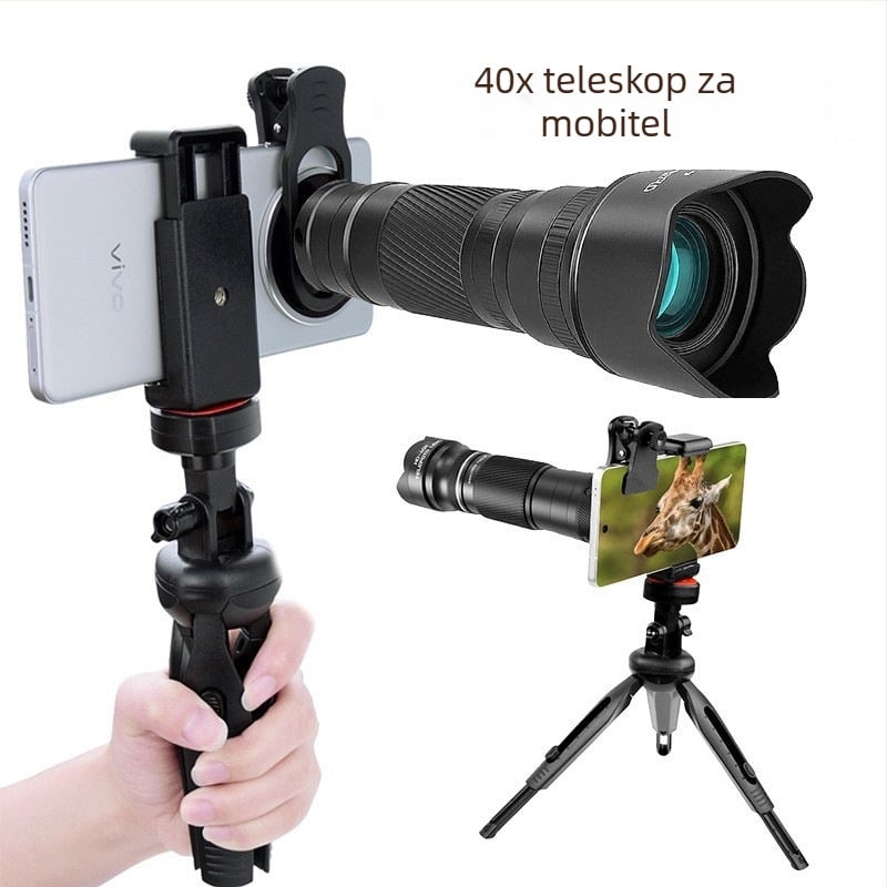 40x mobilni telefonski teleskopni teleobjektiv za fotografiranje na otvorenom na koncertima — 4K rezolucija, izlazna zjenica 36 mm