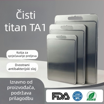 Daska za rezanje od čistog titana s žljebovima – kućna, prijenosna, sklopiva, dvostrana, antibakterijska, antifungalna, sterilizacija