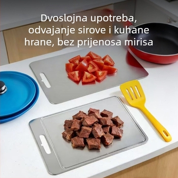 Daska za rezanje od čistog titana s žljebovima – kućna, prijenosna, sklopiva, dvostrana, antibakterijska, antifungalna, sterilizacija