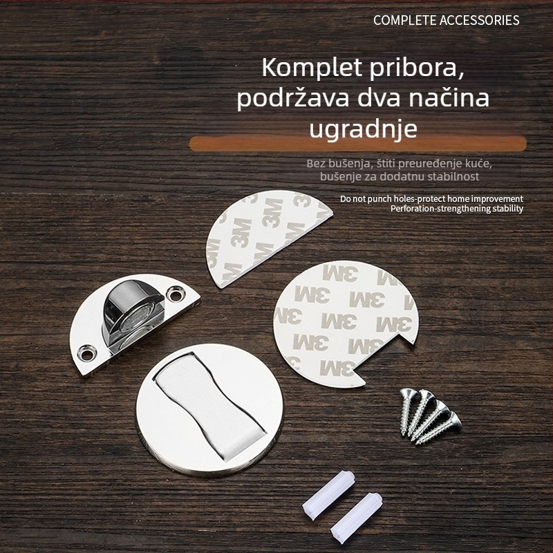 Magnetski vrata stopper - podnožno postavljanje, cinkova legura, polirani završetak, ručno upravljanje, moderan minimalistički stil