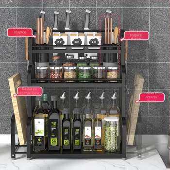 Stalak za začine od nehrđajućeg čelika, višeslojni, na kuhinjski pult, bez bušenja, moderni minimalistički stil