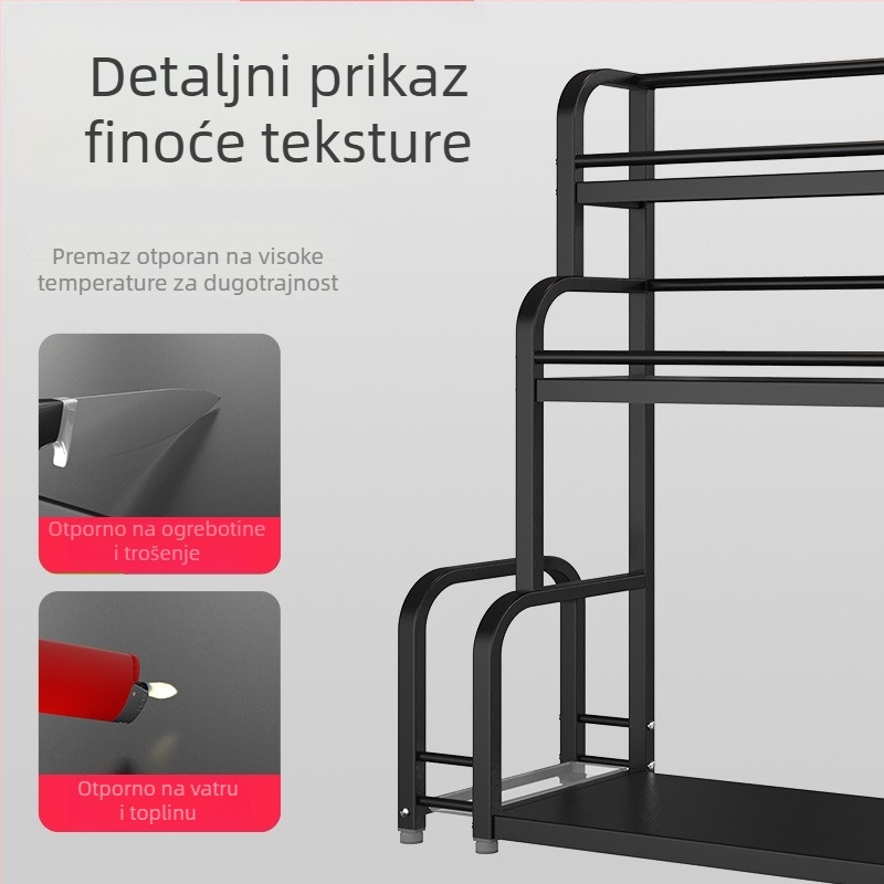 Stalak za začine od nehrđajućeg čelika, višeslojni, na kuhinjski pult, bez bušenja, moderni minimalistički stil