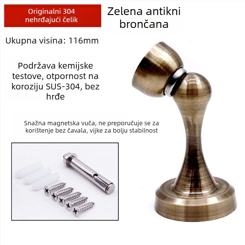 Stoper za vrata 881/882, nehrđajući čelik 304, brušena površina, zidna montaža