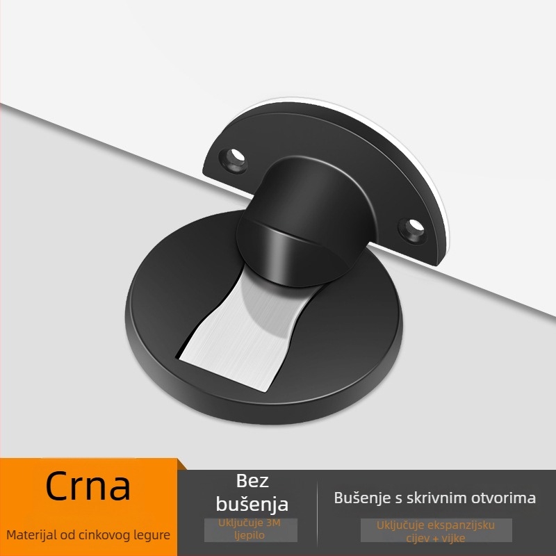 Podni magnetski zaustavljač vrata, od cinkovog legura, elektroplirano, bez bušenja