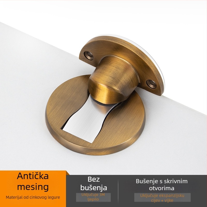 Podni magnetski zaustavljač vrata, od cinkovog legura, elektroplirano, bez bušenja