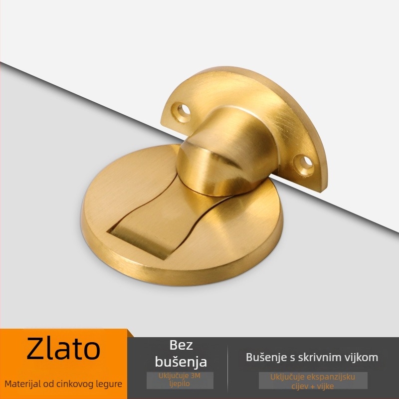 Podni magnetski zaustavljač vrata, od cinkovog legura, elektroplirano, bez bušenja