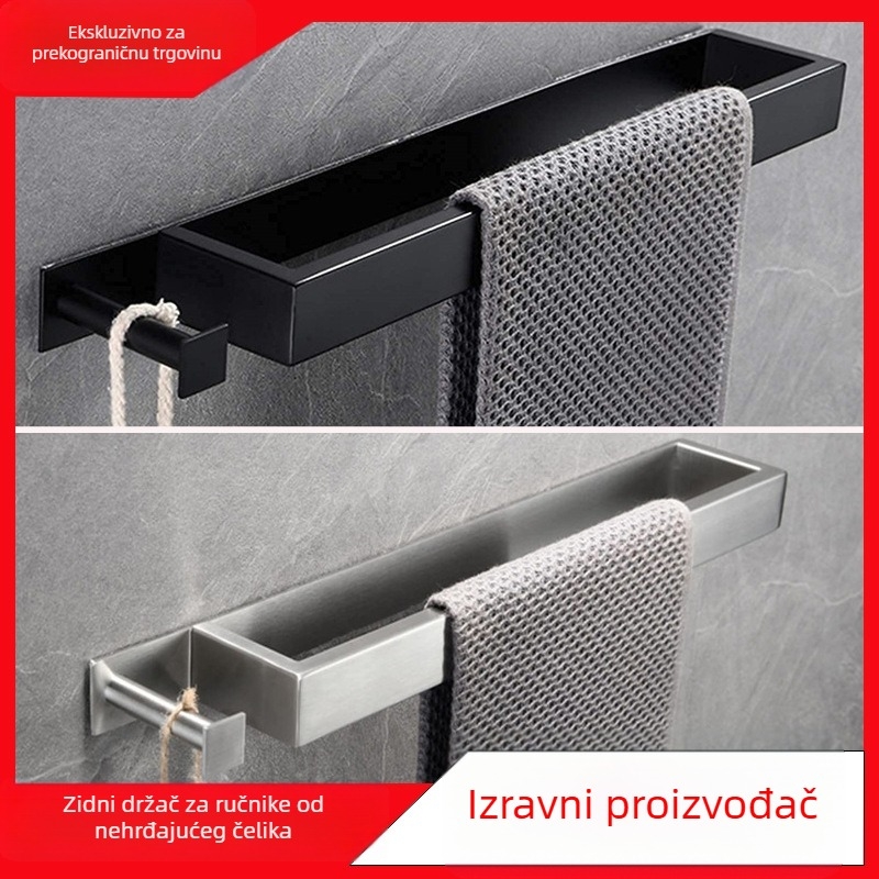 Zidni držač ručnika od nehrđajućeg čelika, završna obrada mat, nosivost 20 kg, jednoslojni