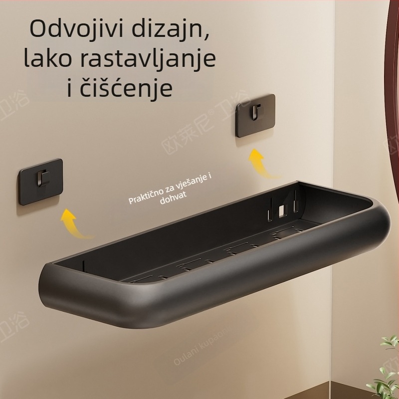 Dvostruka zidna polica za kupaonicu od Space aluminija, završna sprej boja, nosivost 20 kg, model JL-000135