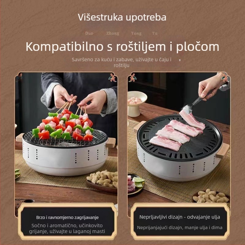 Yangzi prenosni okrugli štednjak za kuhanje čaja i pečenje, neelektrični, od niskougljičnog čelika, težak 1,2 kg, sklopiv i odvojiv, pogodan za unutarnje i vanjske roštilje