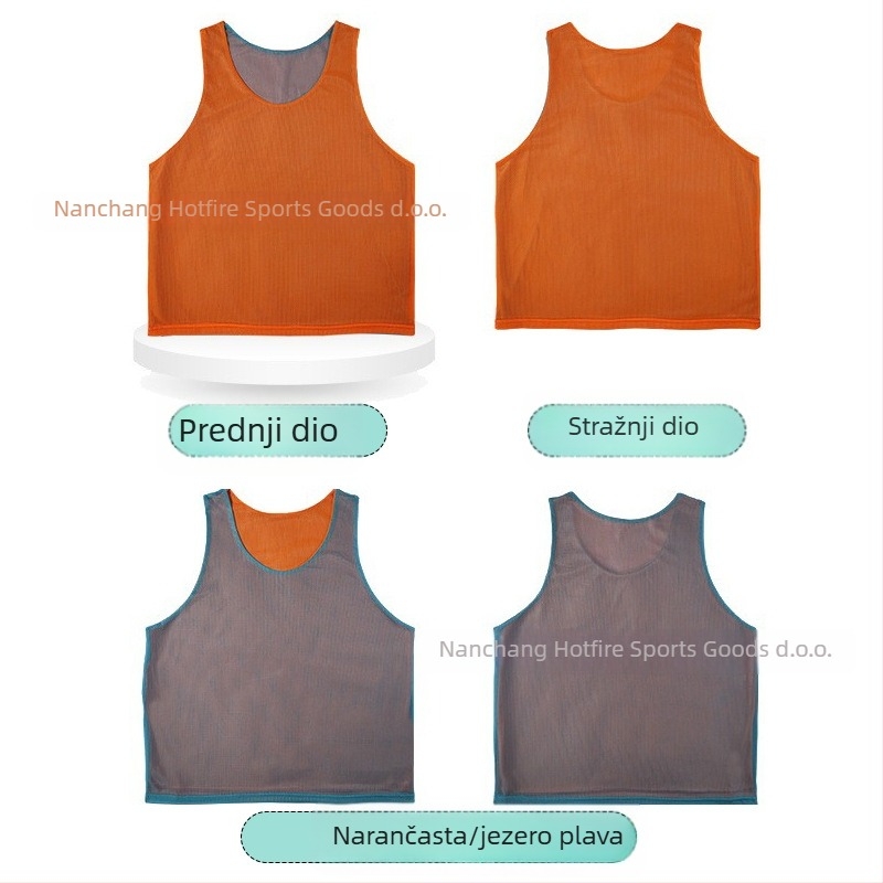 Dvostruko slojevita trenirka s dvostrukom mrežom sprijeda i straga za nogometni tim, prilagodljiv logotip i broj