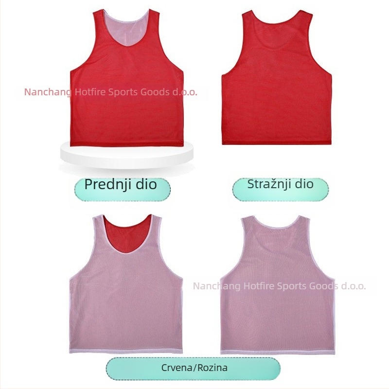 Dvostruko slojevita trenirka s dvostrukom mrežom sprijeda i straga za nogometni tim, prilagodljiv logotip i broj