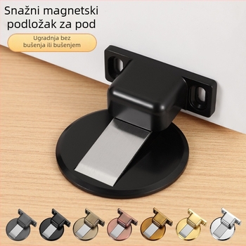 Stoper za vrata od cinkovog legura, podna montaža, elektroplirano i brušeno završno, za unutarnja vrata, moderni minimalistički stil
