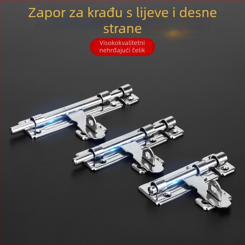 Teški vratni latch od nehrđajućeg čelika s lijevim i desnim pinovima, srebrni završetak, modernan minimalistički stil