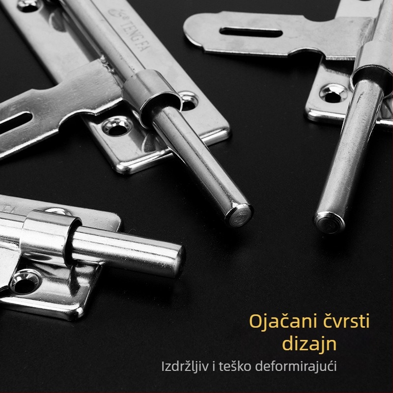 Teški vratni latch od nehrđajućeg čelika s lijevim i desnim pinovima, srebrni završetak, modernan minimalistički stil