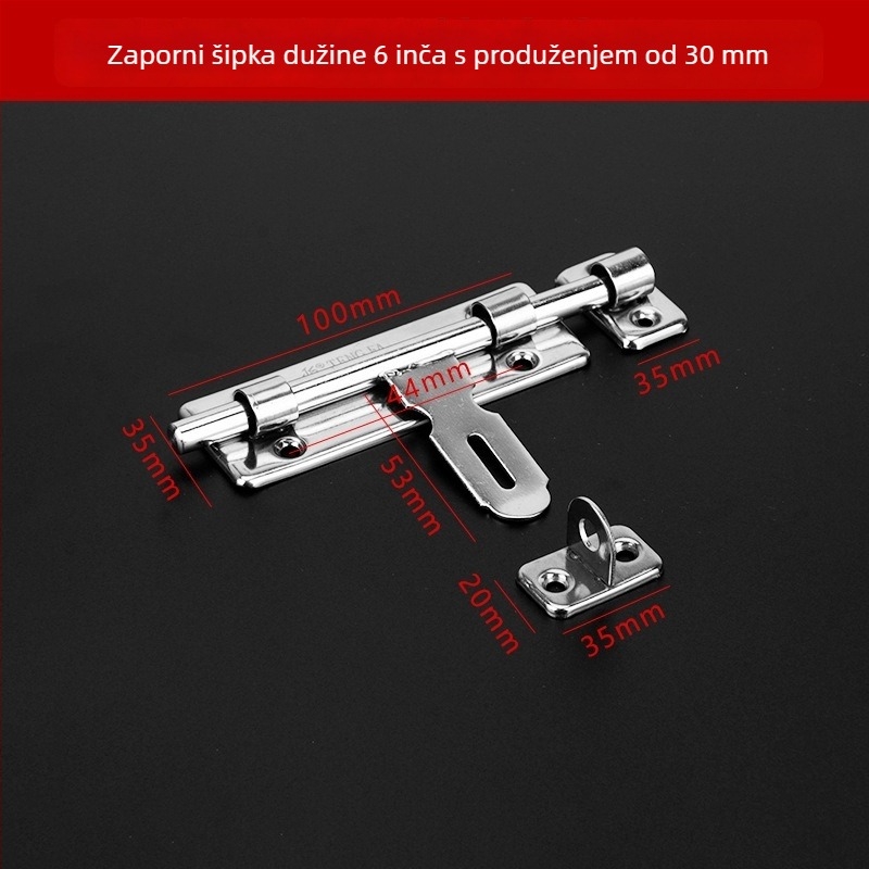 Teški vratni latch od nehrđajućeg čelika s lijevim i desnim pinovima, srebrni završetak, modernan minimalistički stil