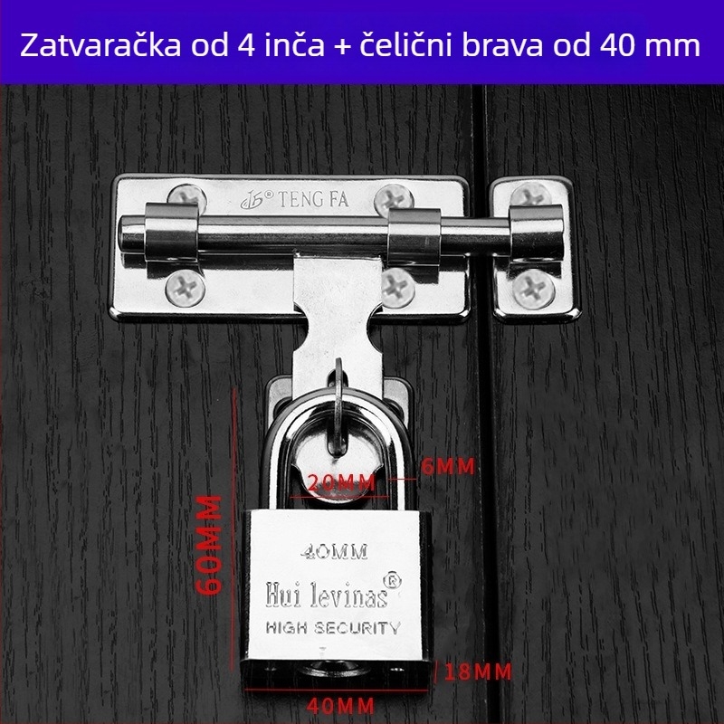 Teški vratni latch od nehrđajućeg čelika s lijevim i desnim pinovima, srebrni završetak, modernan minimalistički stil