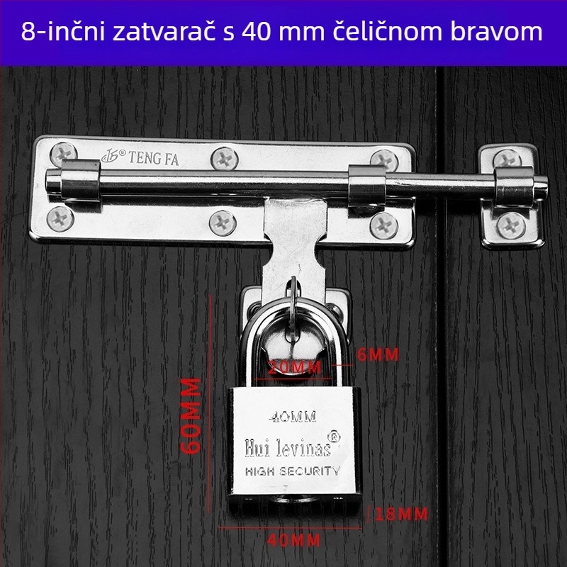 Teški vratni latch od nehrđajućeg čelika s lijevim i desnim pinovima, srebrni završetak, modernan minimalistički stil