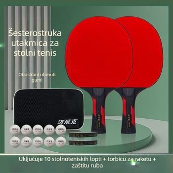 Stolnotenis reketa s dvostrukom zvijezdom, za početnike – djecu i odrasle, guma s dugim ljepilom, PE ploča, horizontalno hvatanje i penhold