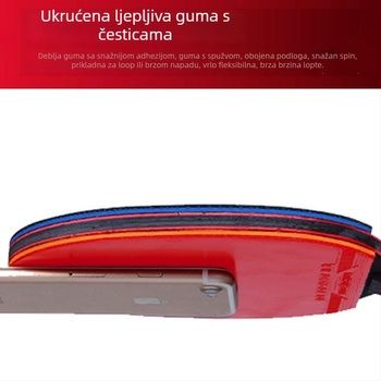 Stolnotenis reketa s dvostrukom zvijezdom, za početnike – djecu i odrasle, guma s dugim ljepilom, PE ploča, horizontalno hvatanje i penhold