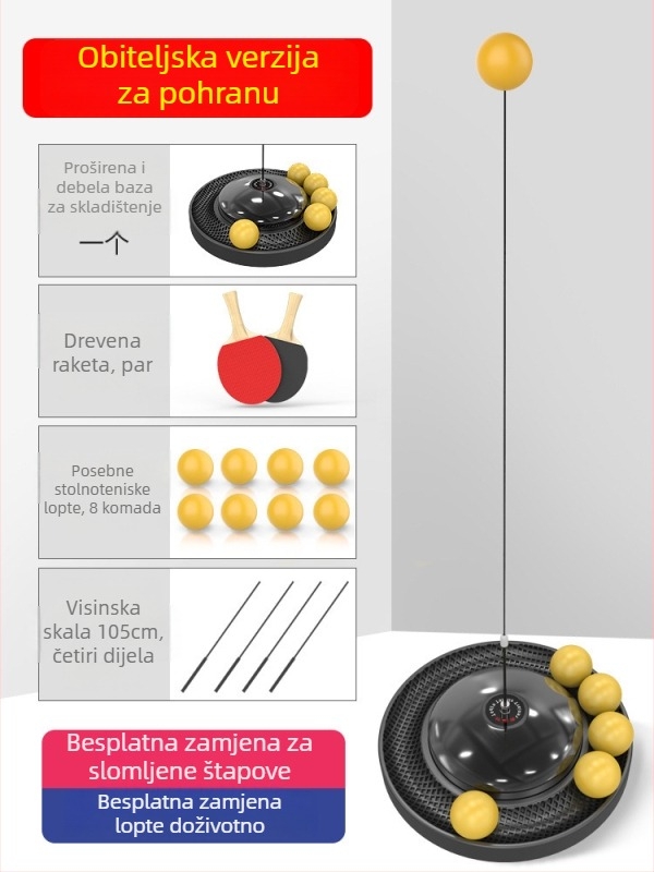 Trener za stolni tenis za kućnu uporabu – samostalna treniranje, obiteljska igra, za djecu 3–5 godina, verzija za odrasle